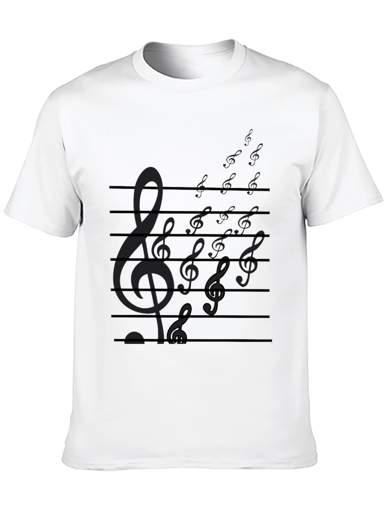 Musical Notes Staff Graphic Print Tee - Black