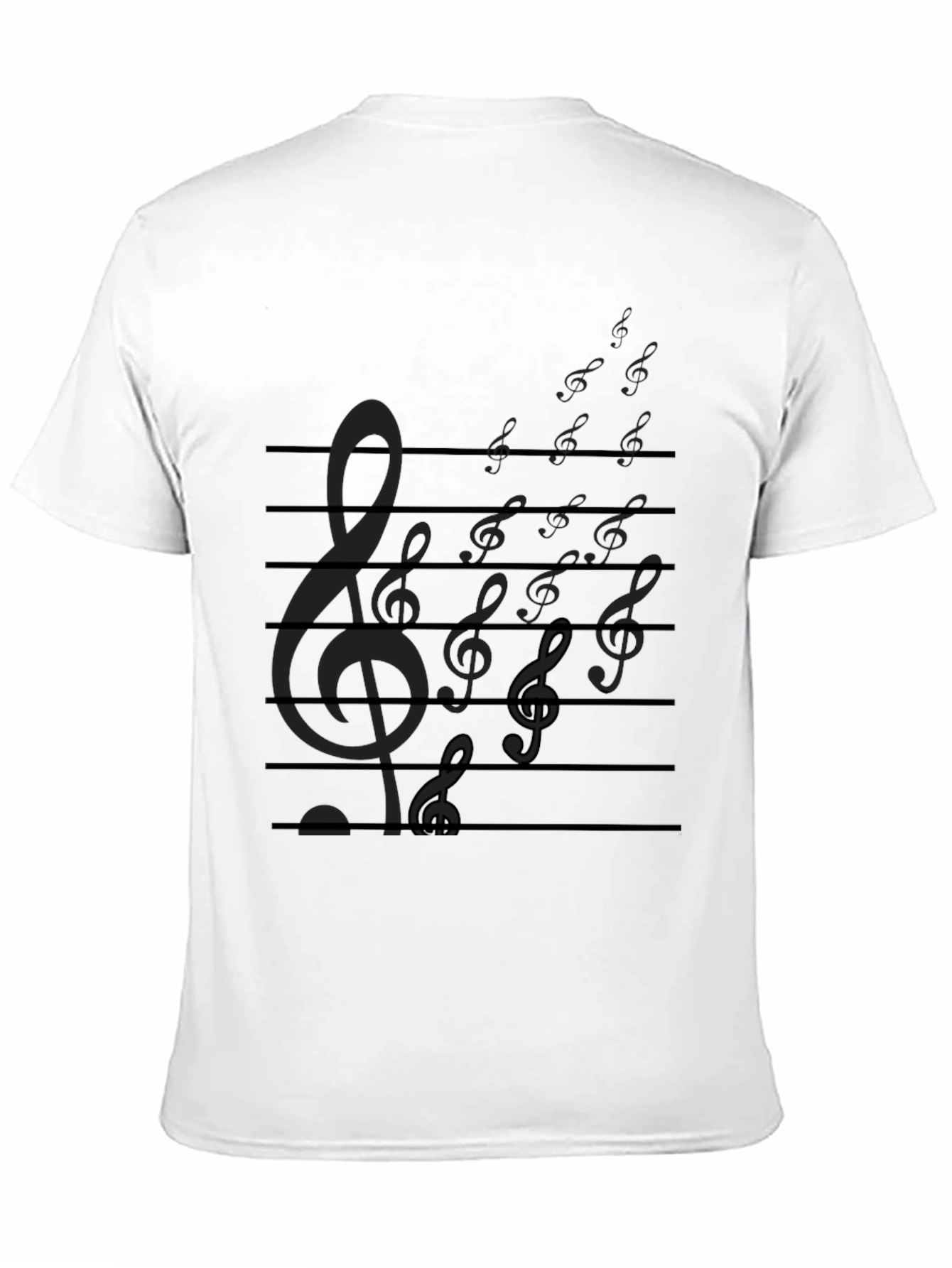 Musical Notes Staff Graphic Print Tee - Black
