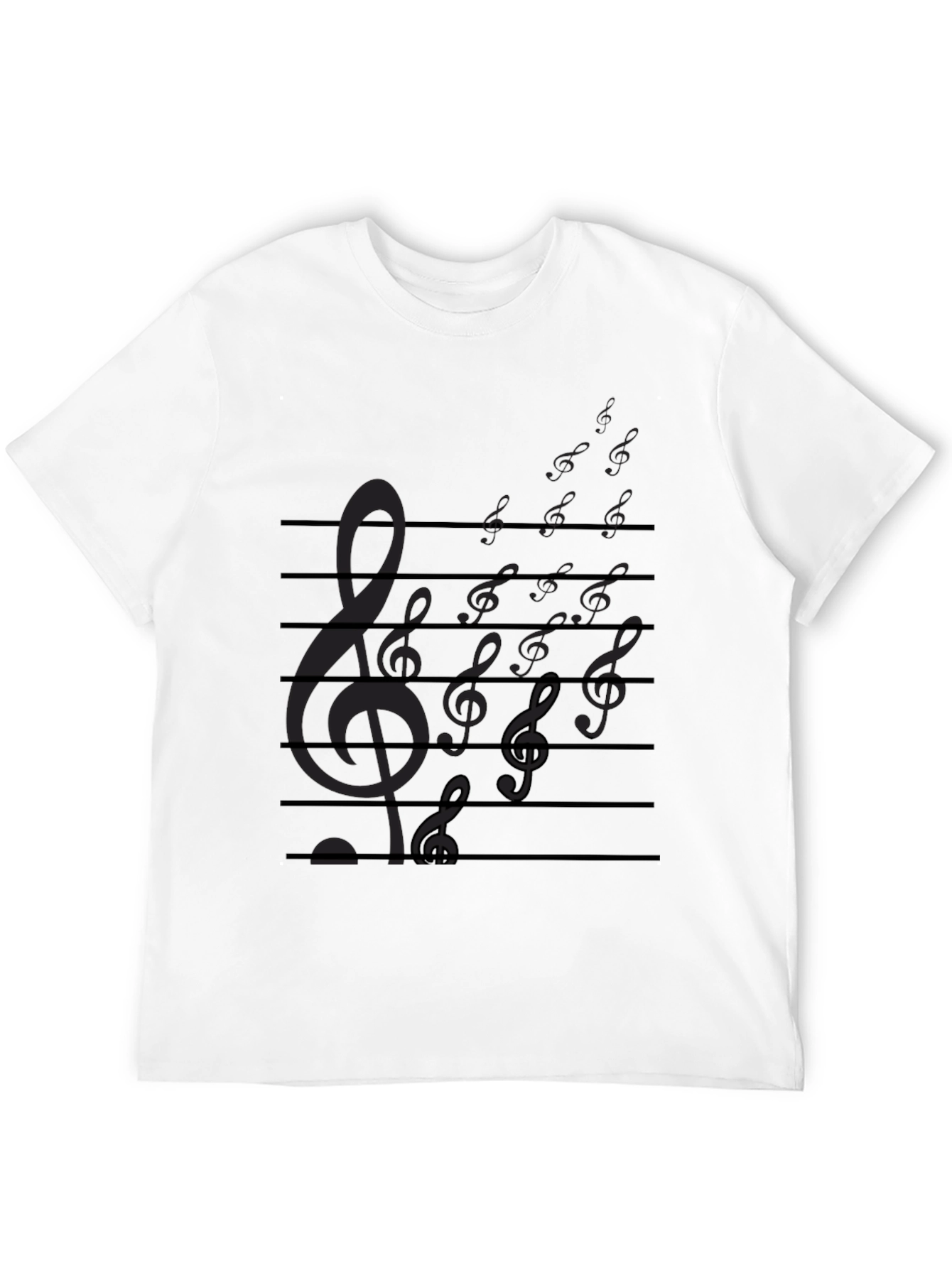 Musical Notes Staff Graphic Print Tee - Black