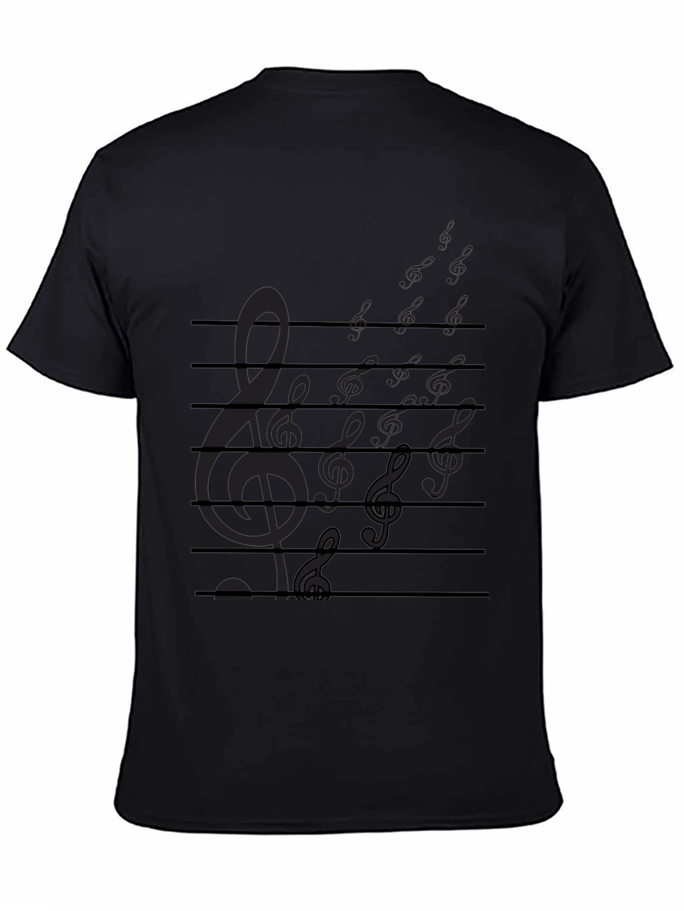 Musical Notes Staff Graphic Print Tee - Black