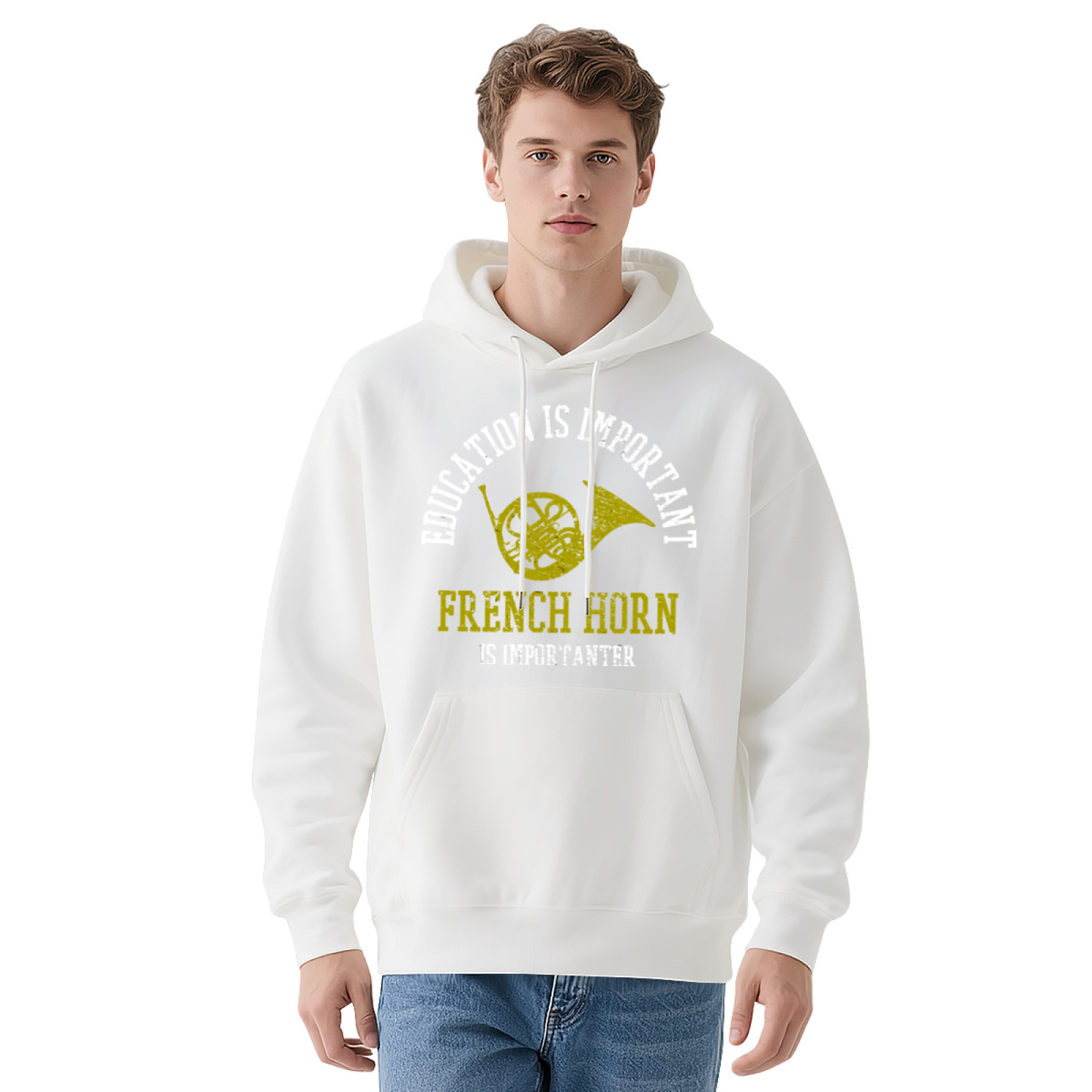 French Horn Music Lover Black Hoodie, Comfortable Band Student Casual Hoodie