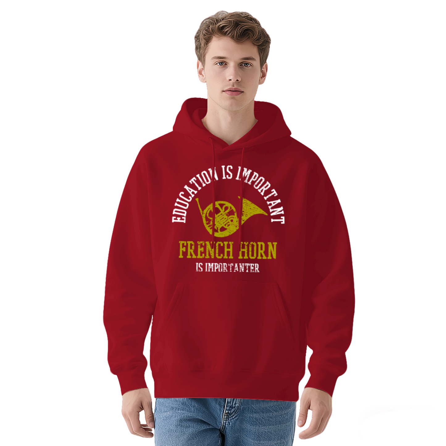 French Horn Music Lover Black Hoodie, Comfortable Band Student Casual Hoodie