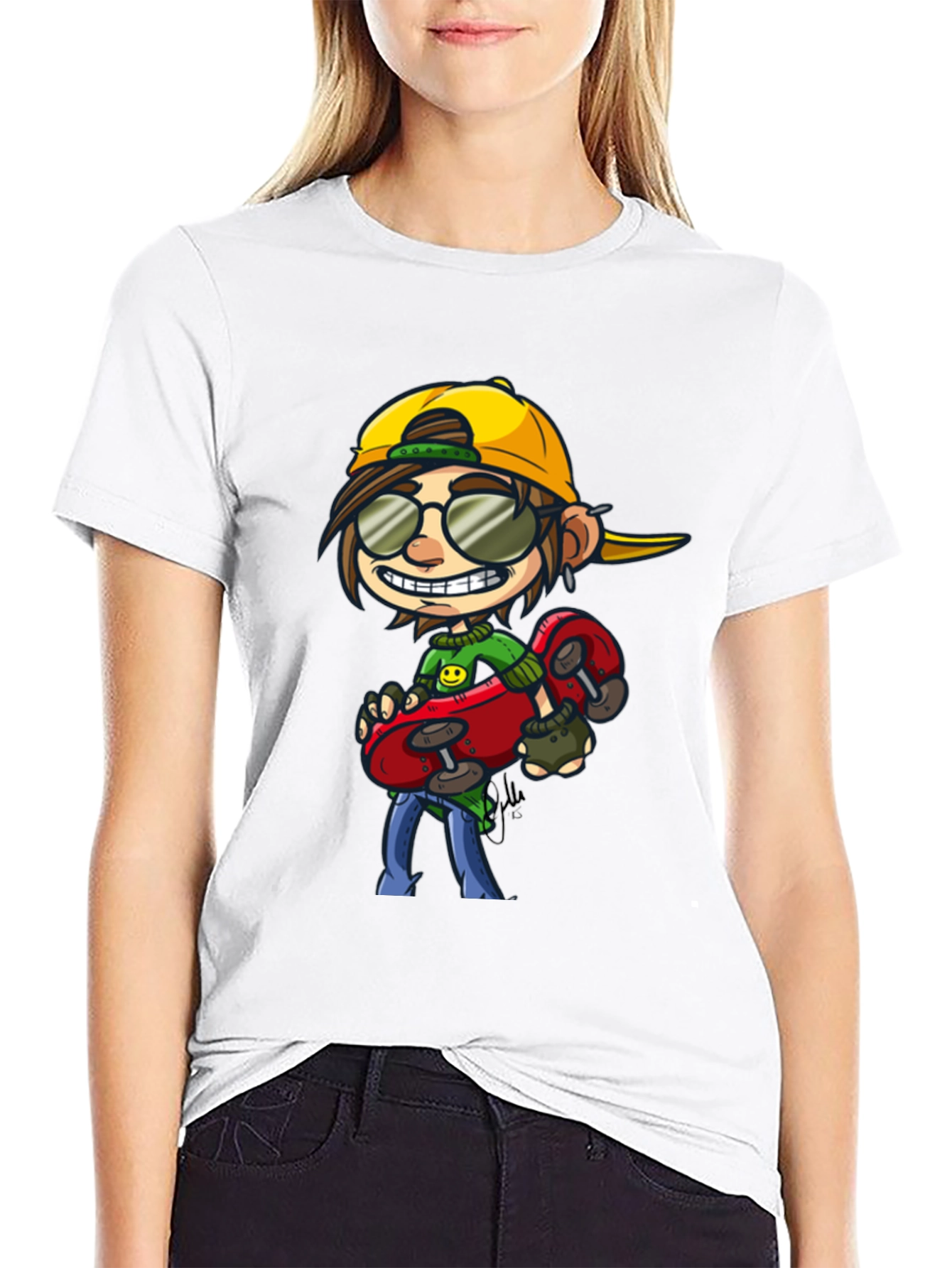 Skater Dude Cartoon Graphic T-Shirt