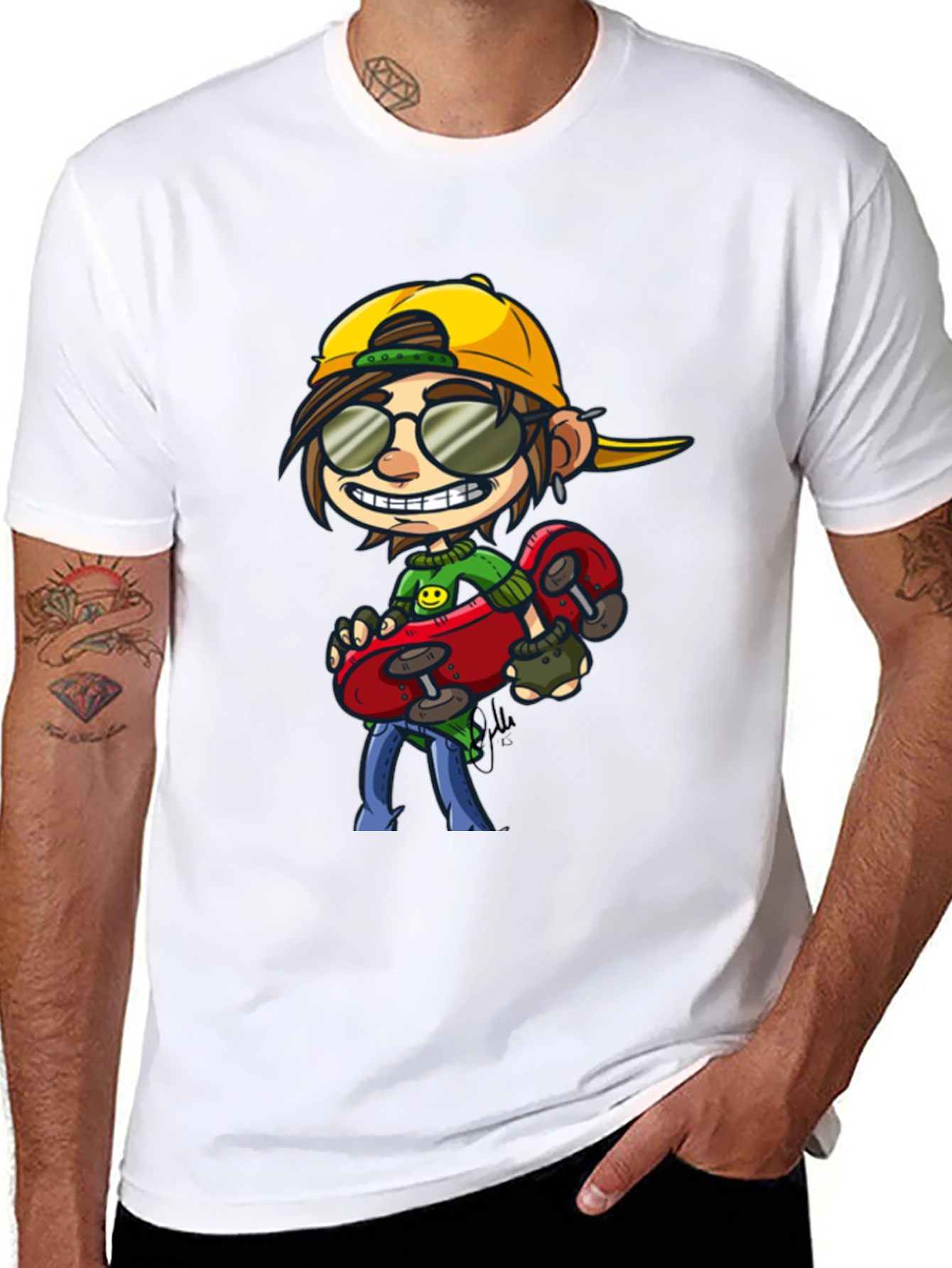Skater Dude Cartoon Graphic T-Shirt