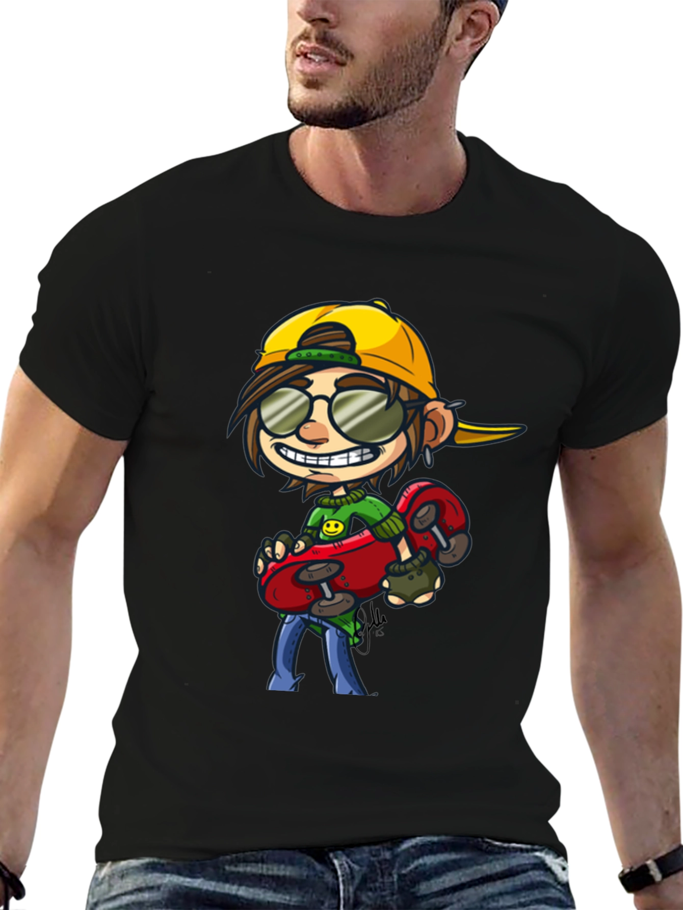 Skater Dude Cartoon Graphic T-Shirt