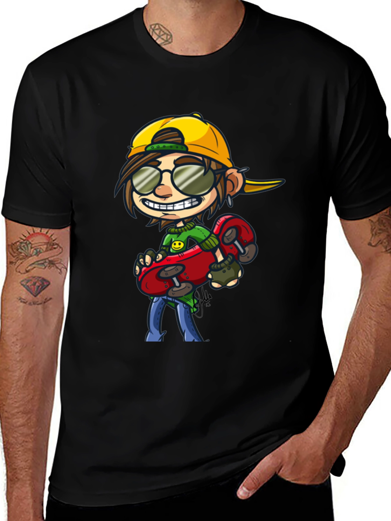 Skater Dude Cartoon Graphic T-Shirt