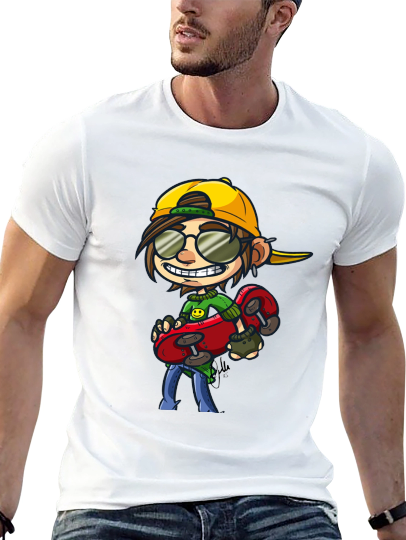 Skater Dude Cartoon Graphic T-Shirt