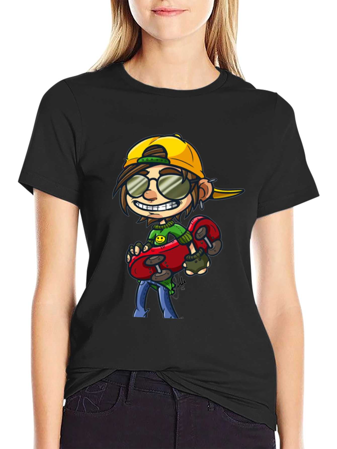 Skater Dude Cartoon Graphic T-Shirt