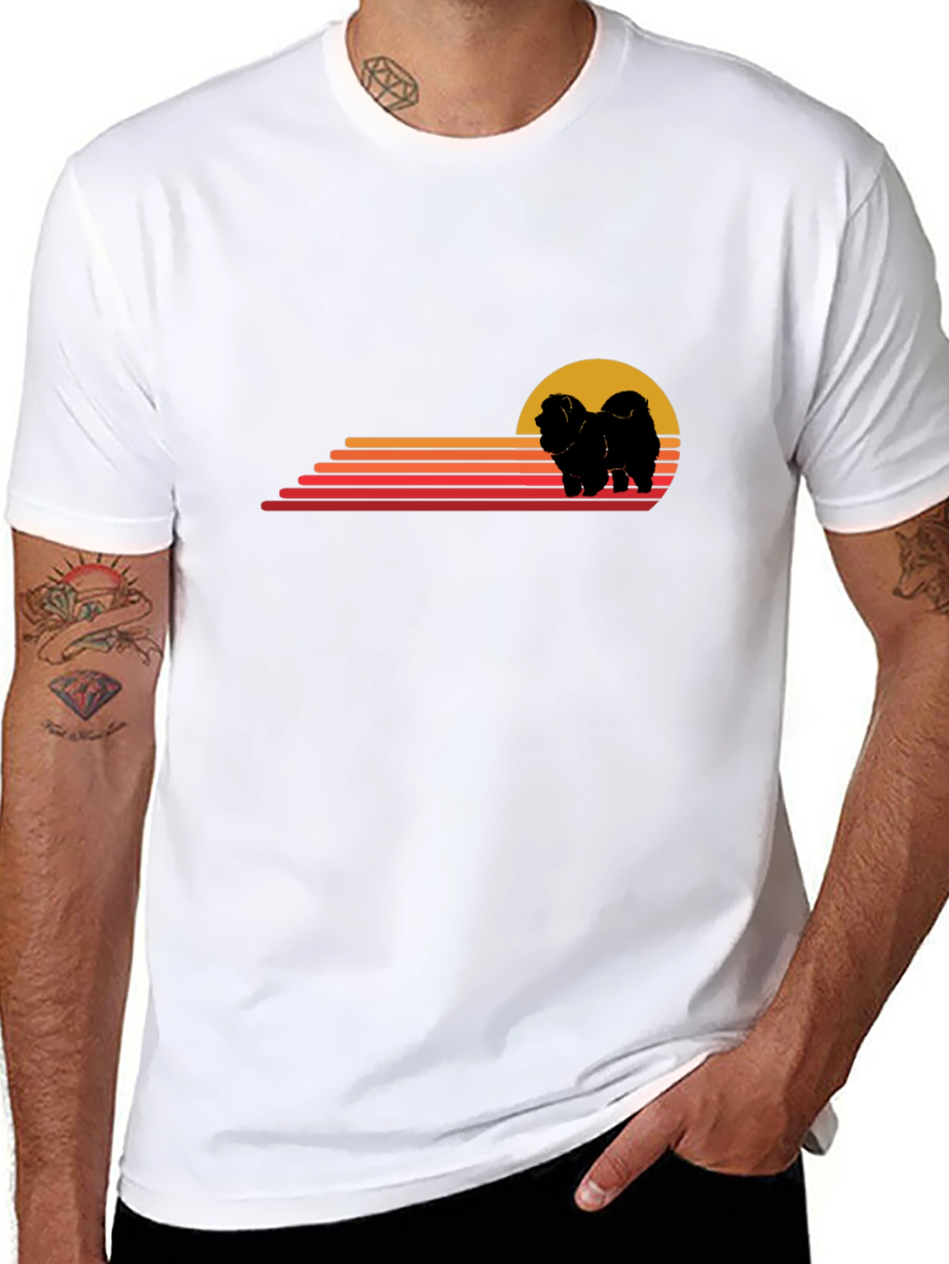 Retro Chow Chow T-Shirt - Sunset Dog Tee