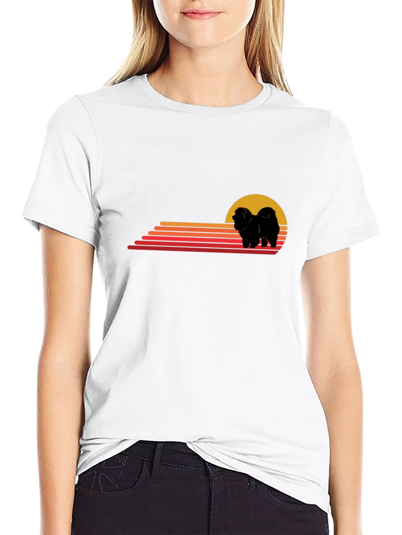 Retro Chow Chow T-Shirt - Sunset Dog Tee