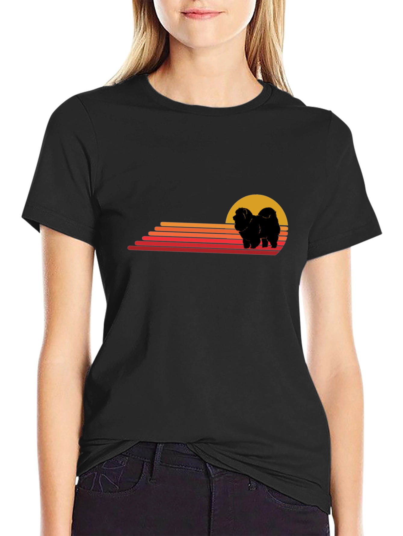 Retro Chow Chow T-Shirt - Sunset Dog Tee