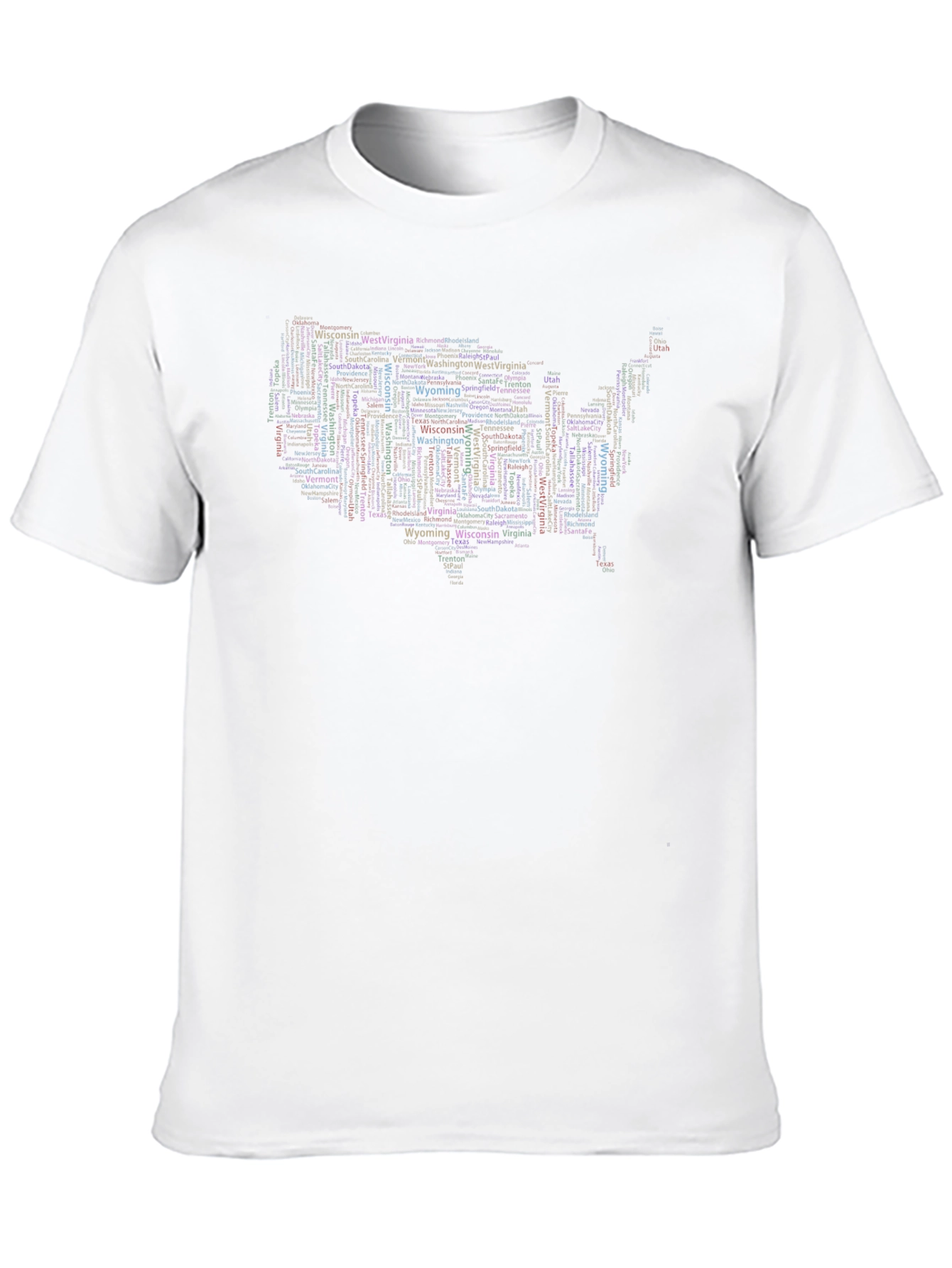 USA States Typography T-Shirt - Black