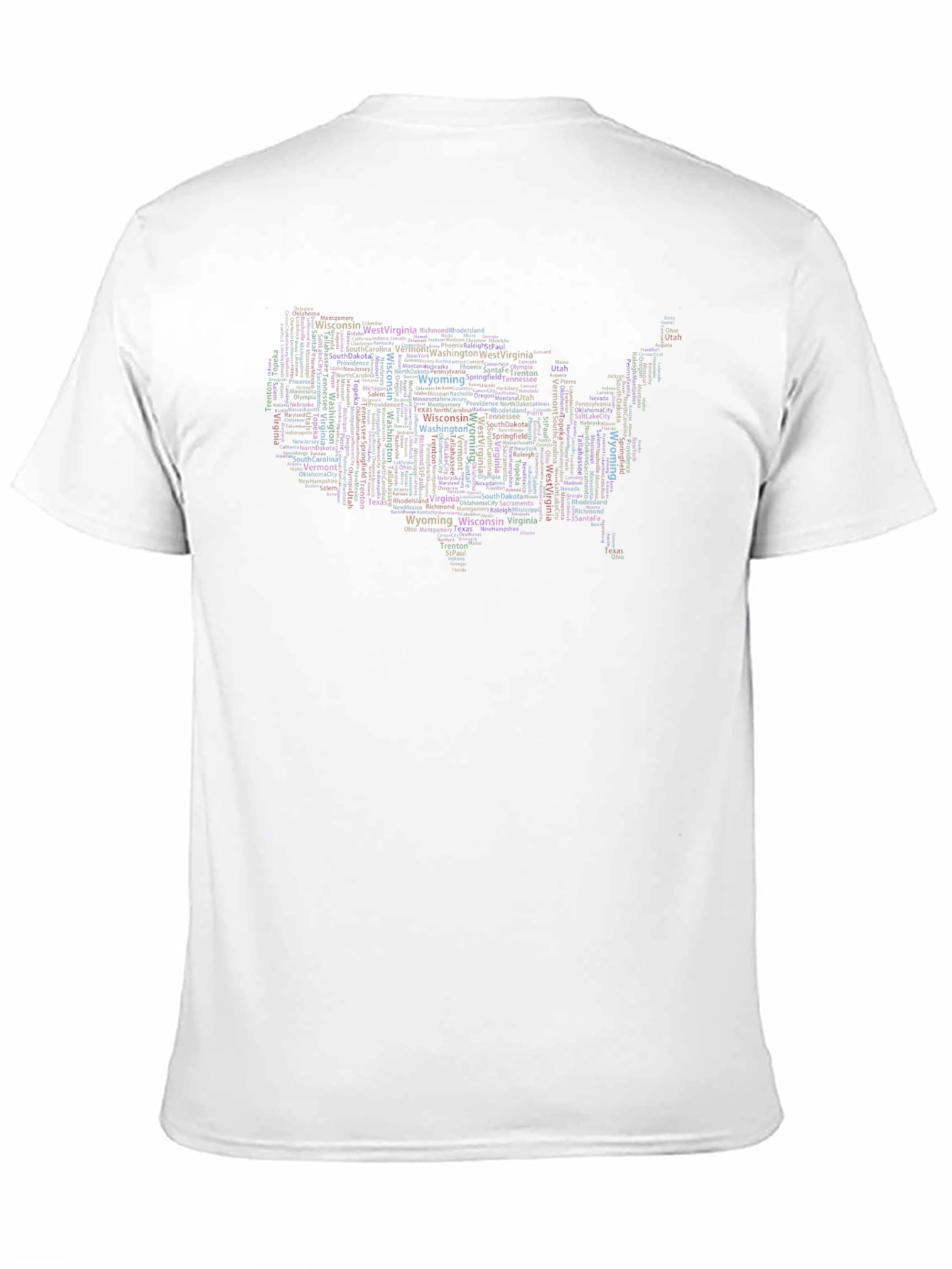 USA States Typography T-Shirt - Black