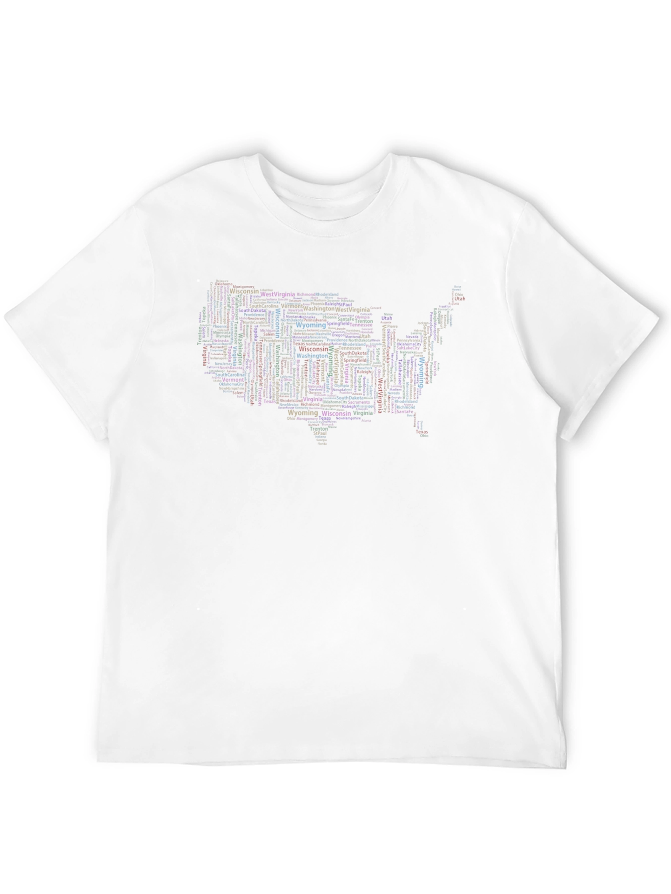 USA States Typography T-Shirt - Black