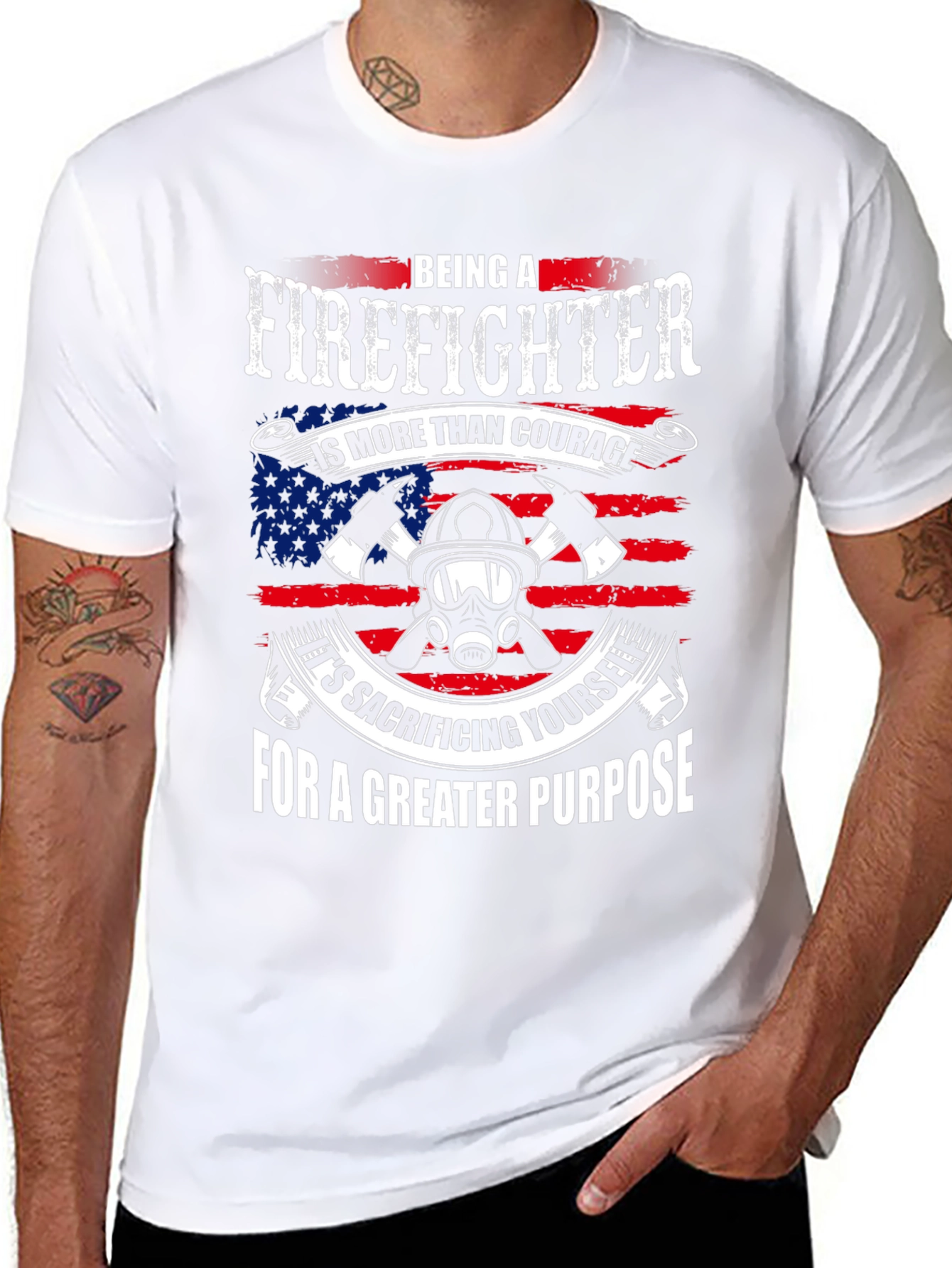 Firefighter Graphic T-Shirt - Patriotic Design