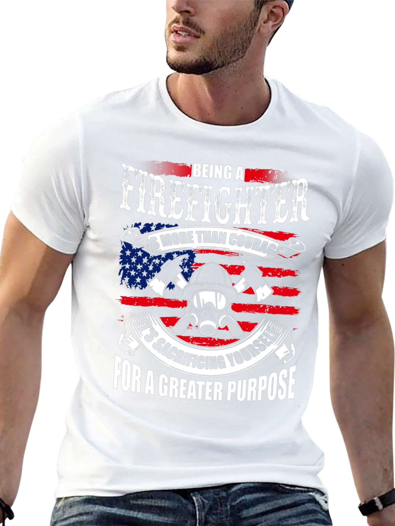 Firefighter Graphic T-Shirt - Patriotic Design