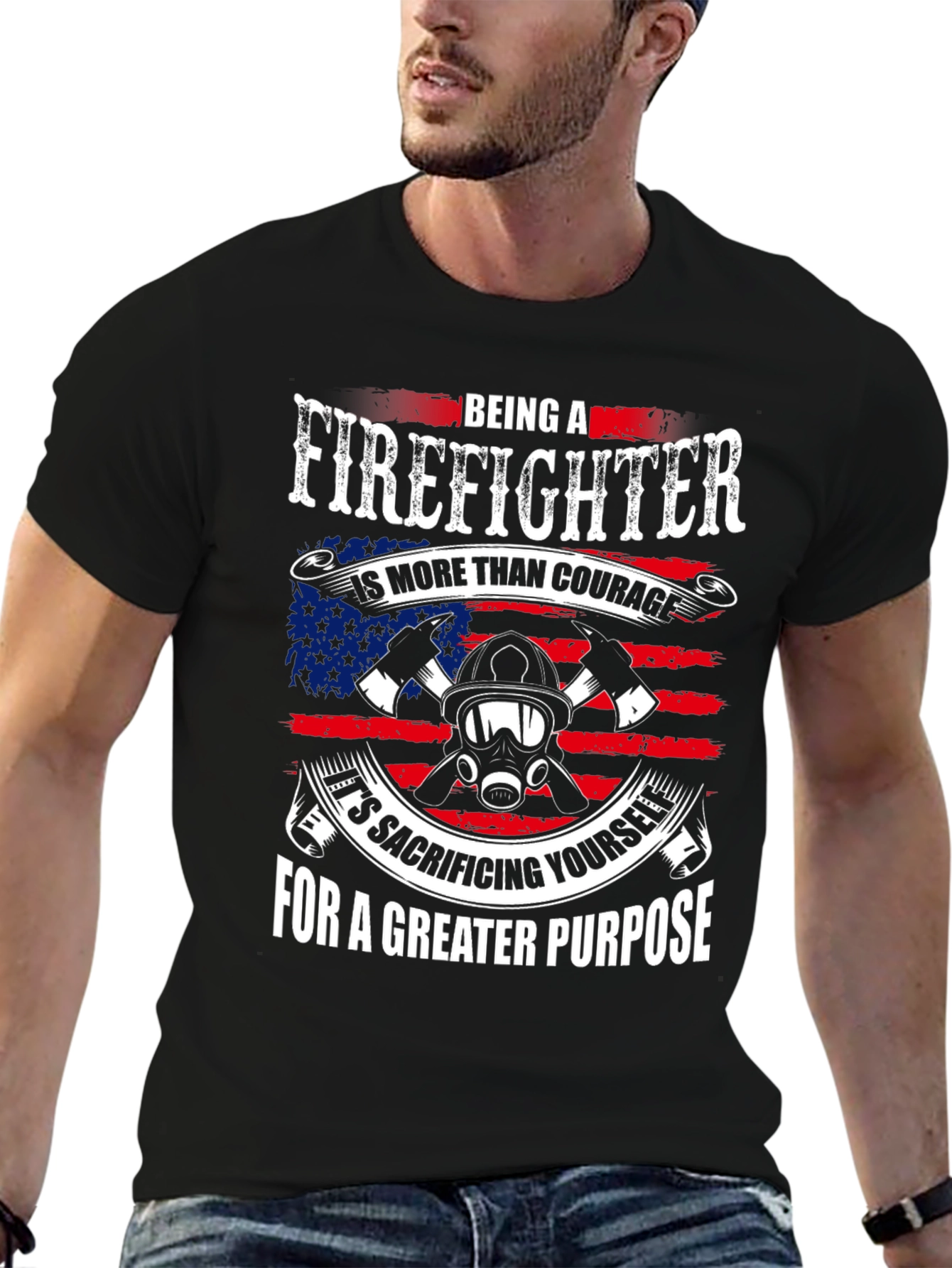Firefighter Graphic T-Shirt - Patriotic Design