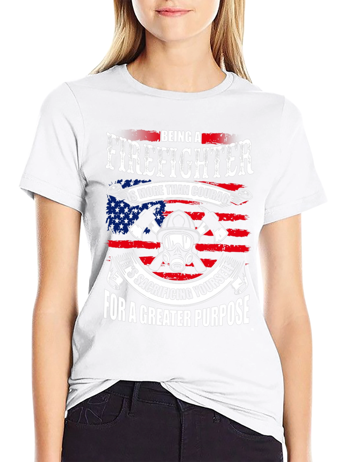 Firefighter Graphic T-Shirt - Patriotic Design