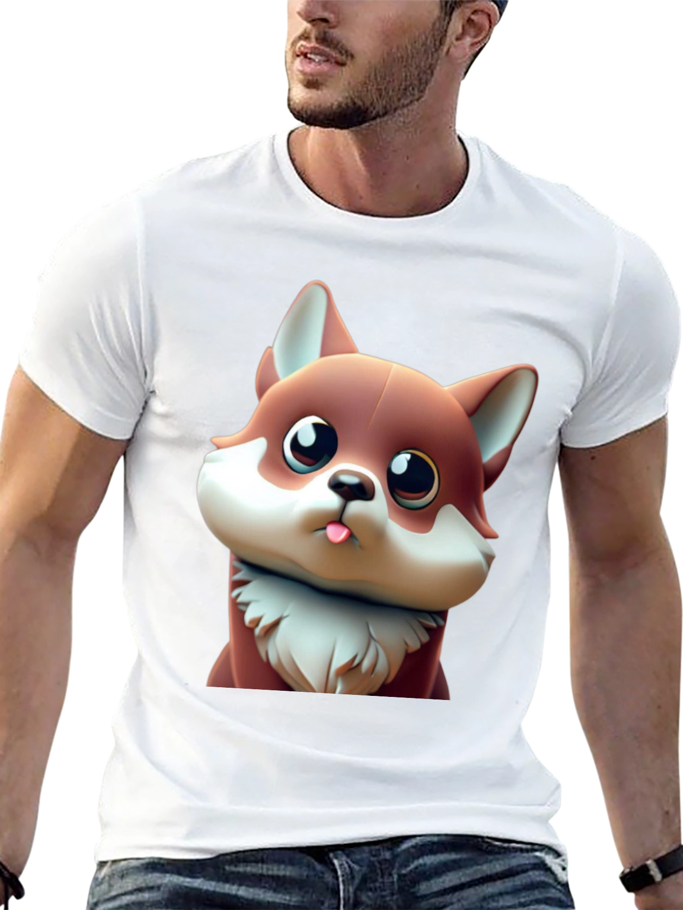 Cute Cartoon Fox Black T-Shirt