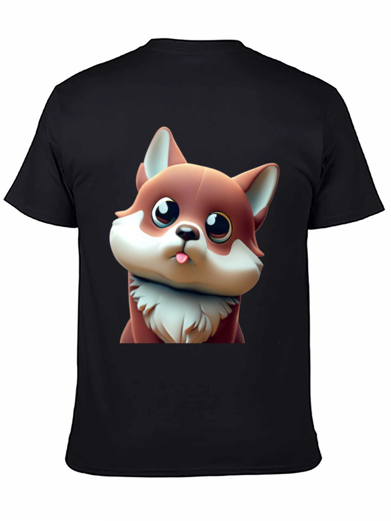 Cute Cartoon Fox Black T-Shirt