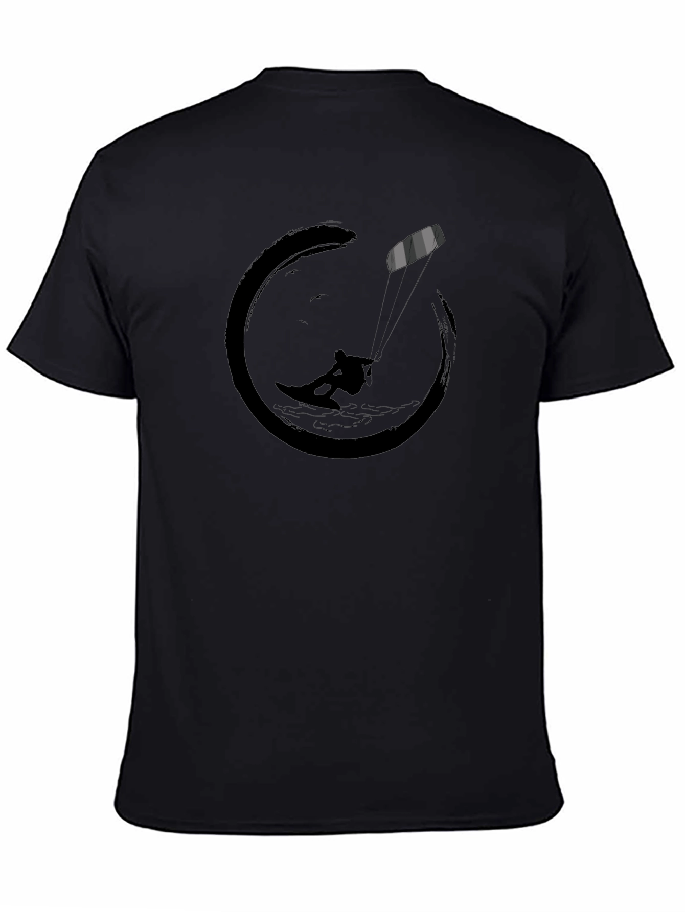 Black T-Shirt with Kitesurfing Graphic