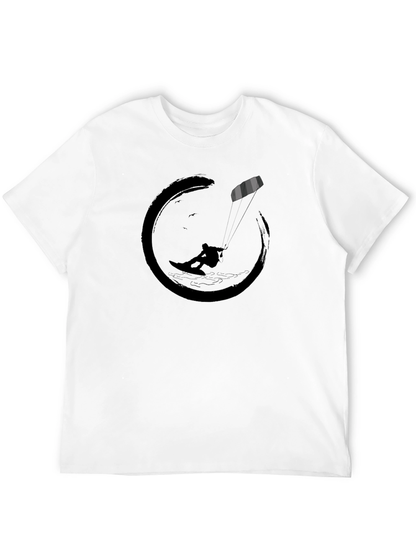 Black T-Shirt with Kitesurfing Graphic