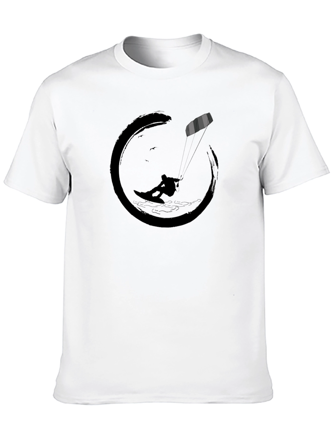 Black T-Shirt with Kitesurfing Graphic