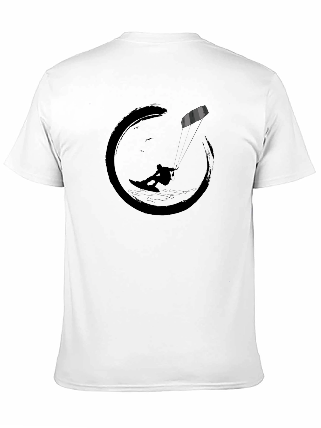 Black T-Shirt with Kitesurfing Graphic
