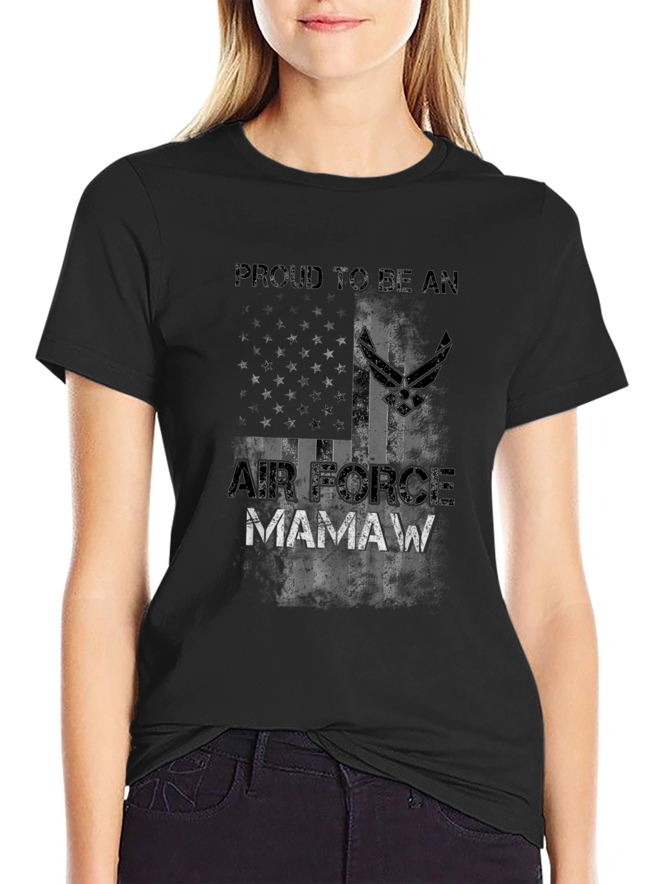 Air Force Mamaw Black T-Shirt