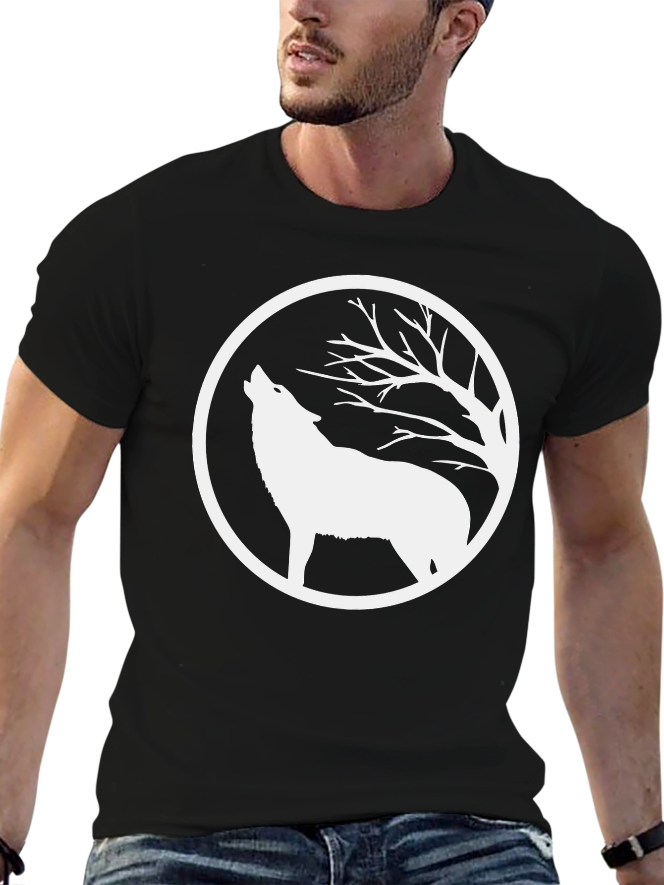 Wolf Howling at Moon Graphic T-Shirt