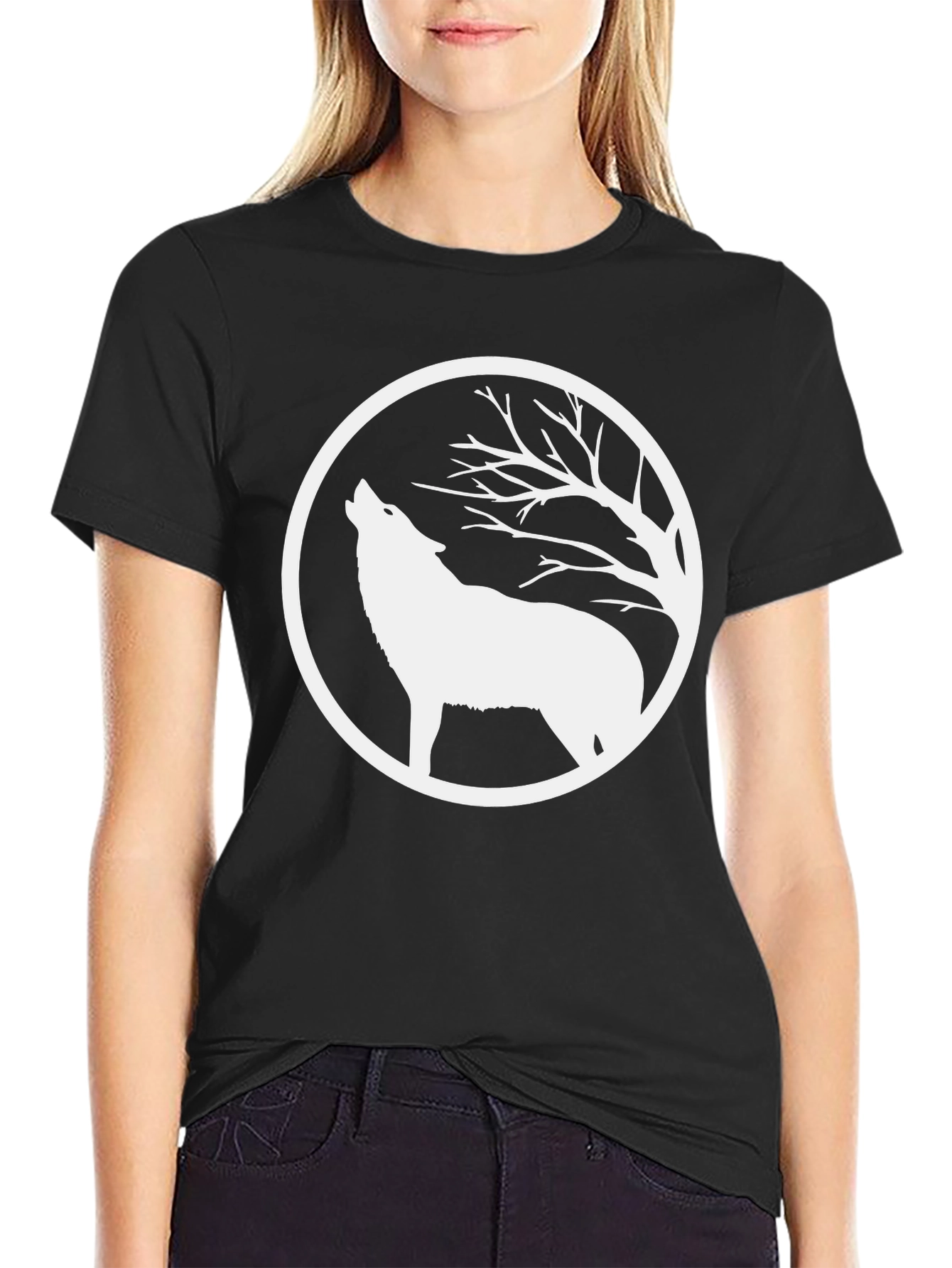 Wolf Howling at Moon Graphic T-Shirt