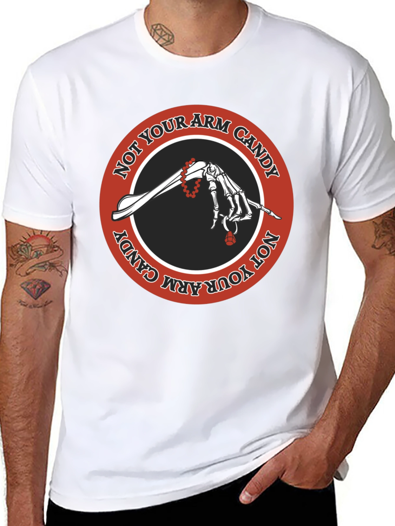 Not Your Arm Candy T-Shirt - Black Cotton Tee