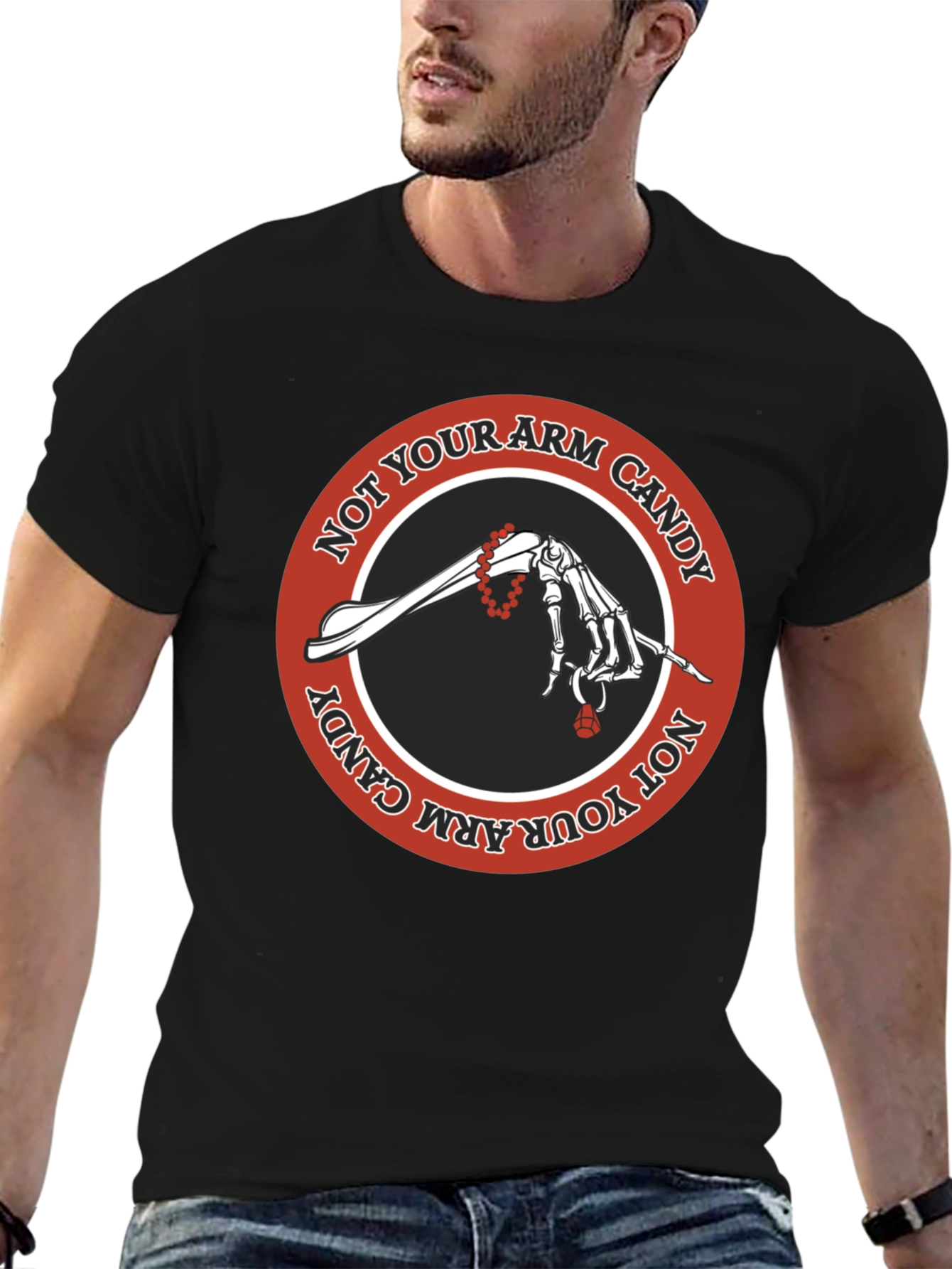 Not Your Arm Candy T-Shirt - Black Cotton Tee