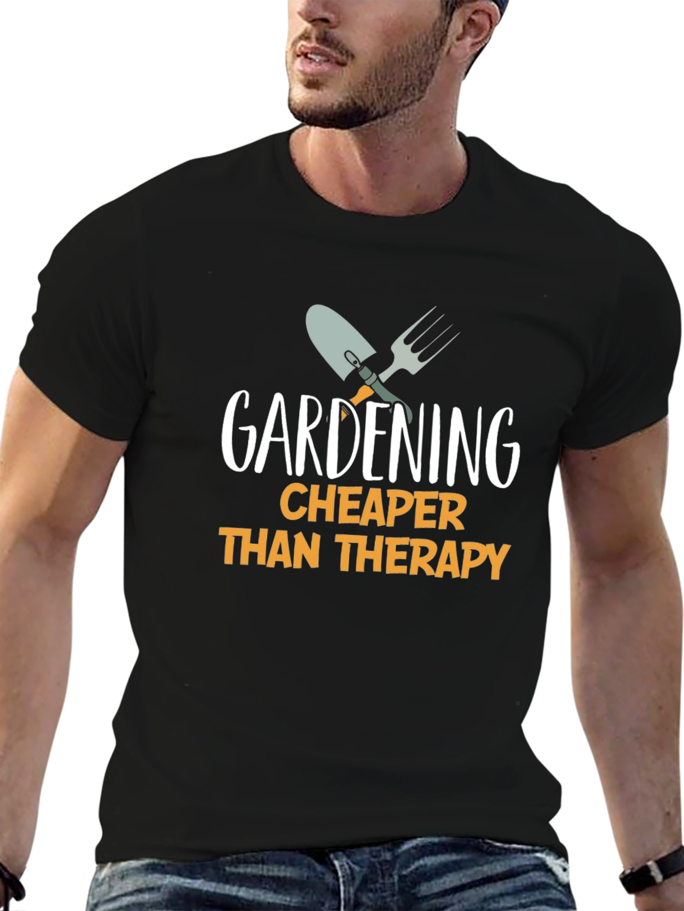 Gardening Cheaper Than Therapy T-Shirt - Black