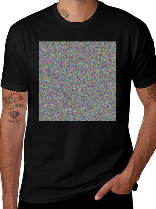 Mens Black T-Shirt with Colorful Geometric Design
