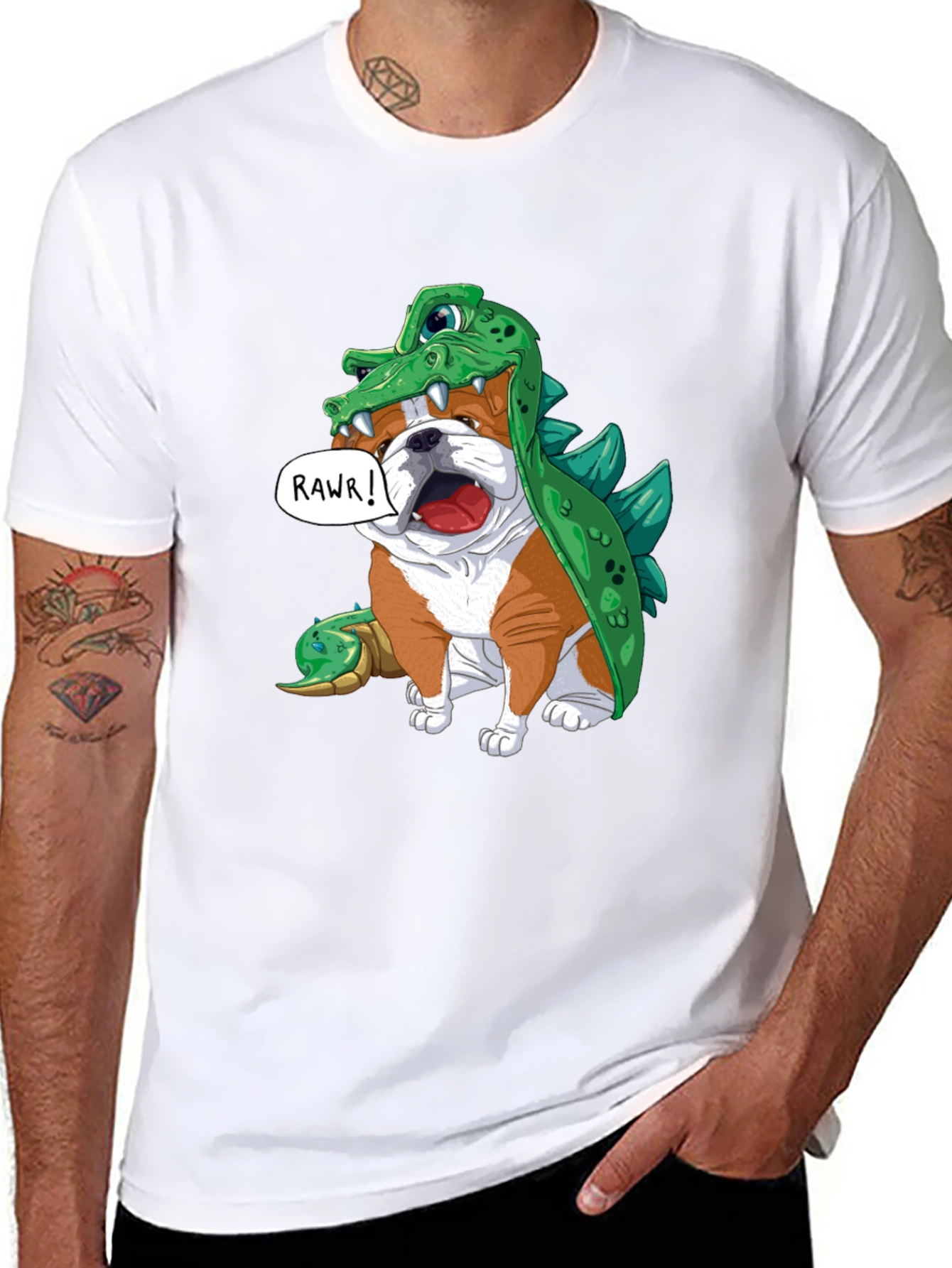 Bulldog in Crocodile Costume T-Shirt