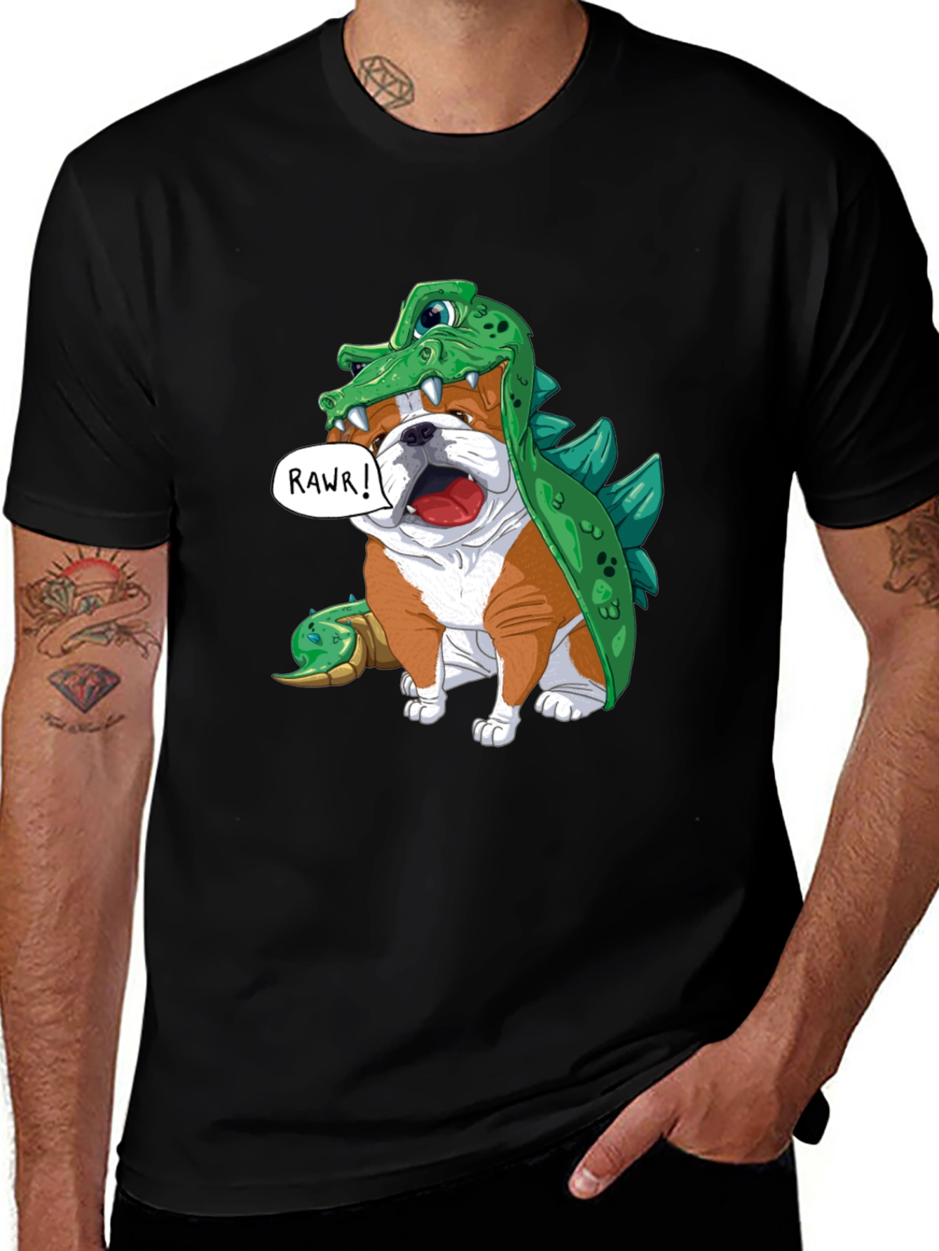 Bulldog in Crocodile Costume T-Shirt