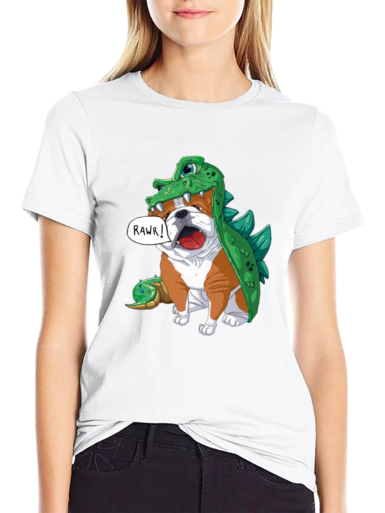 Bulldog in Crocodile Costume T-Shirt