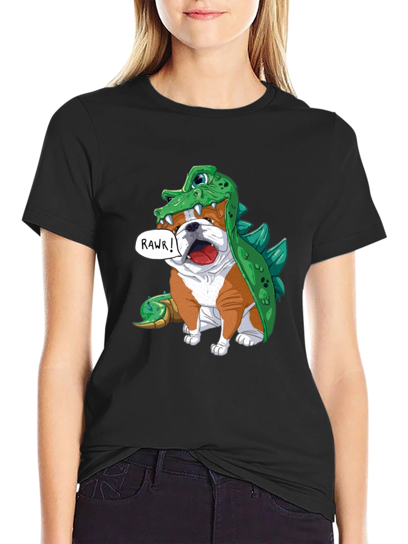 Bulldog in Crocodile Costume T-Shirt