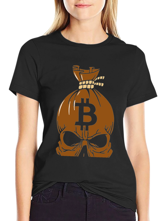 Bitcoin Skull Bag Graphic Tee - Crypto Style