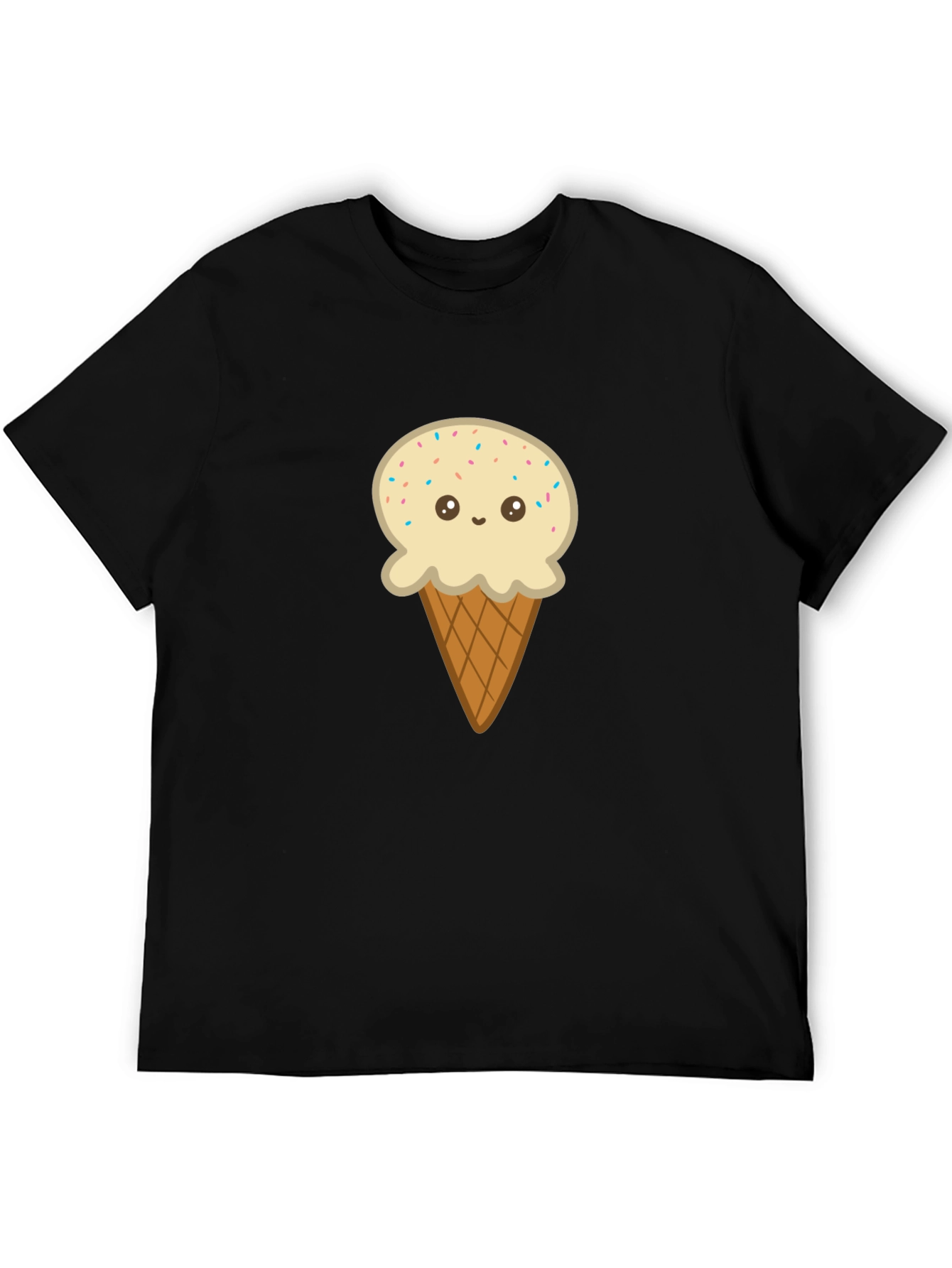 Ice Cream Cone Graphic Tee - Black Cotton T-Shirt