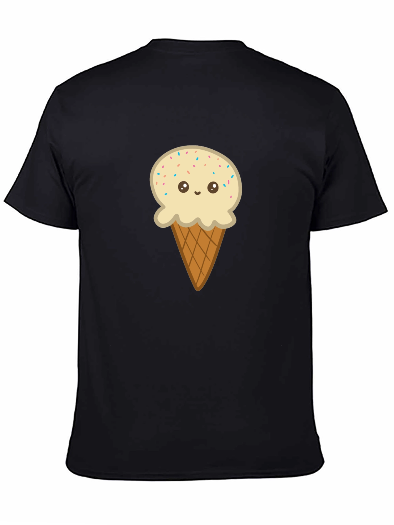 Ice Cream Cone Graphic Tee - Black Cotton T-Shirt