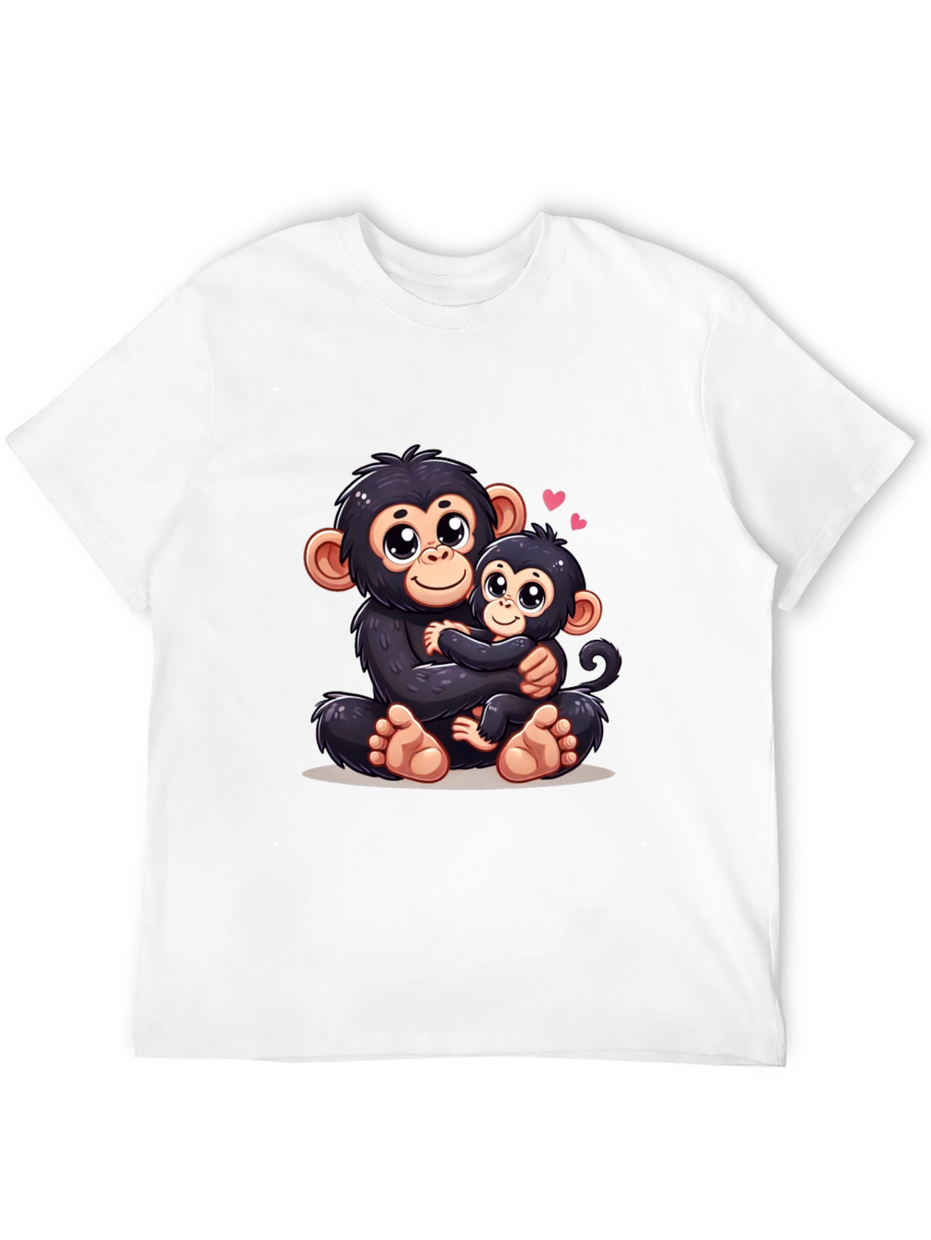 Cute Monkey Mom & Baby Black T-Shirt