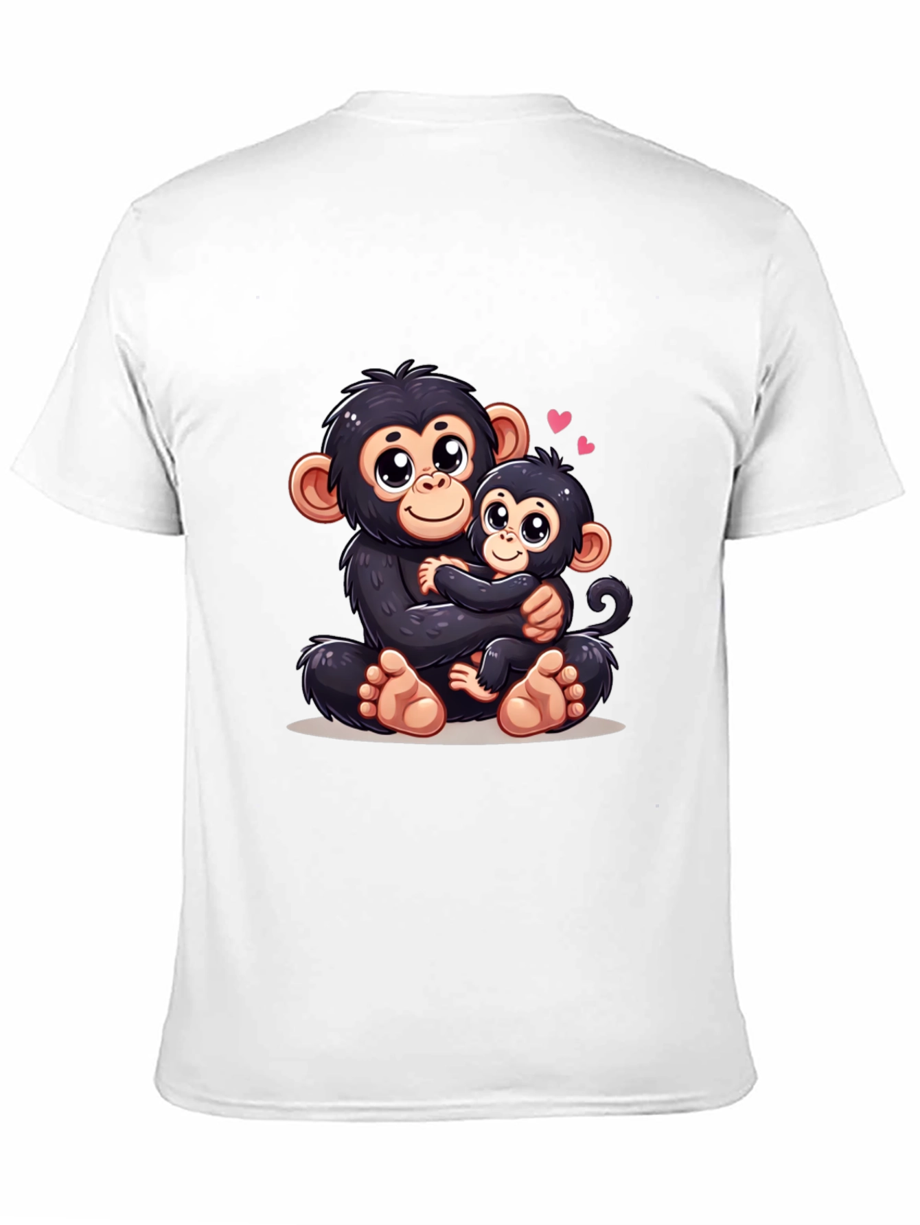 Cute Monkey Mom & Baby Black T-Shirt