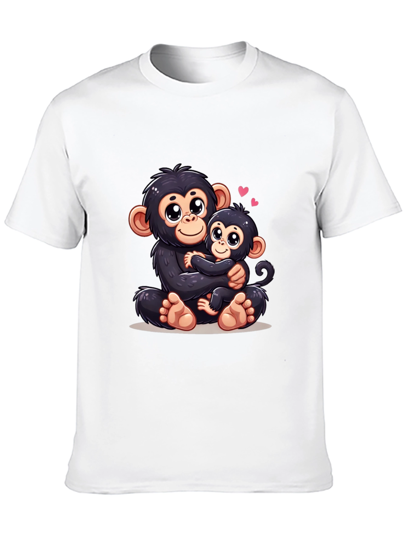Cute Monkey Mom & Baby Black T-Shirt