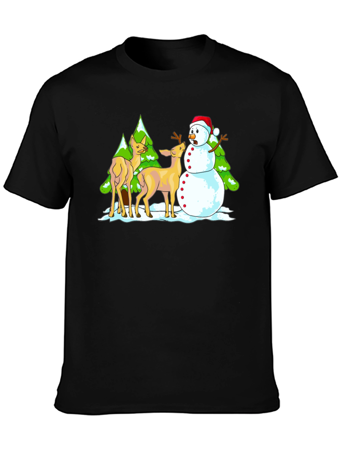 Funny Deer & Snowman Graphic Tee