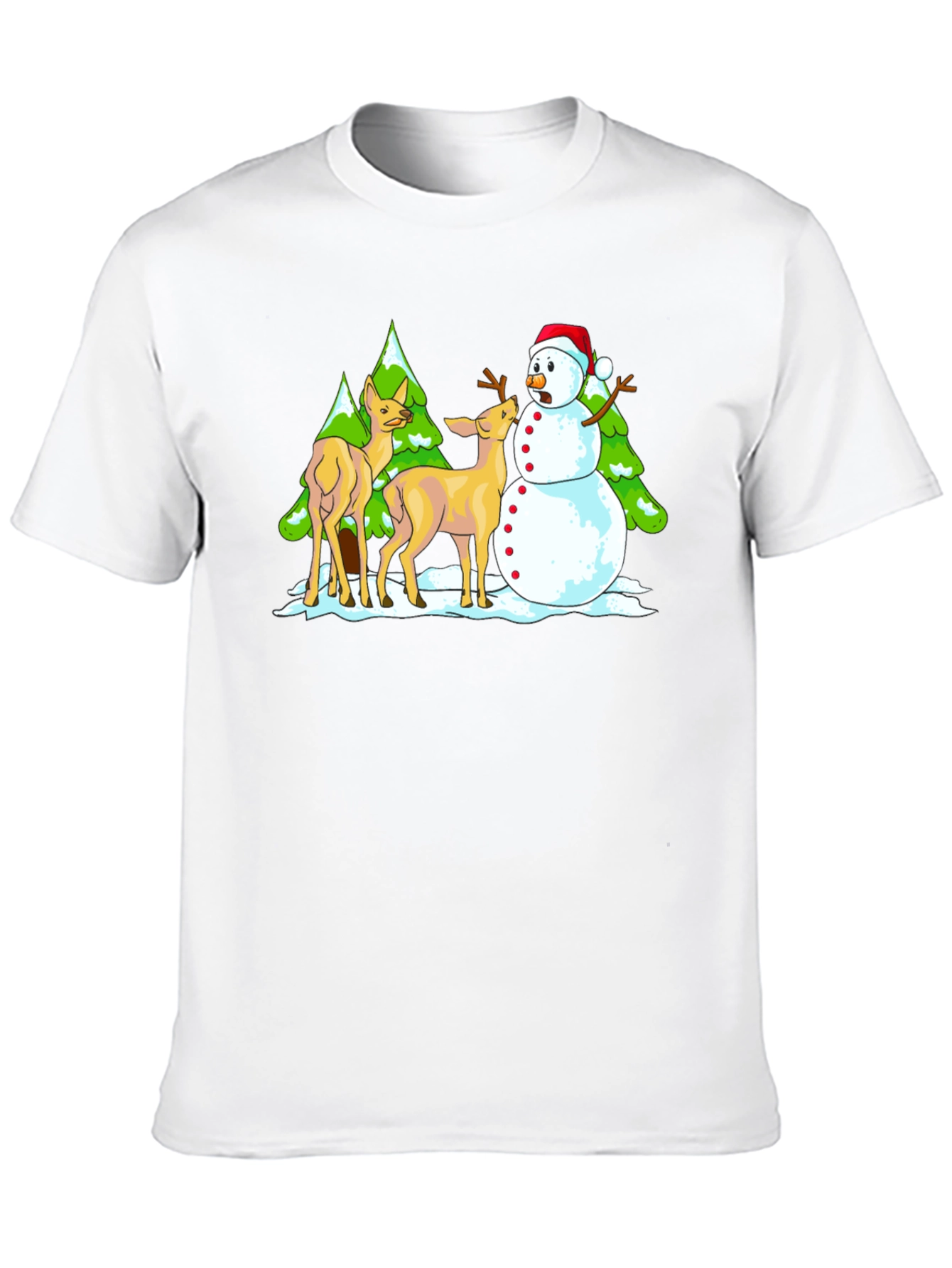 Funny Deer & Snowman Graphic Tee