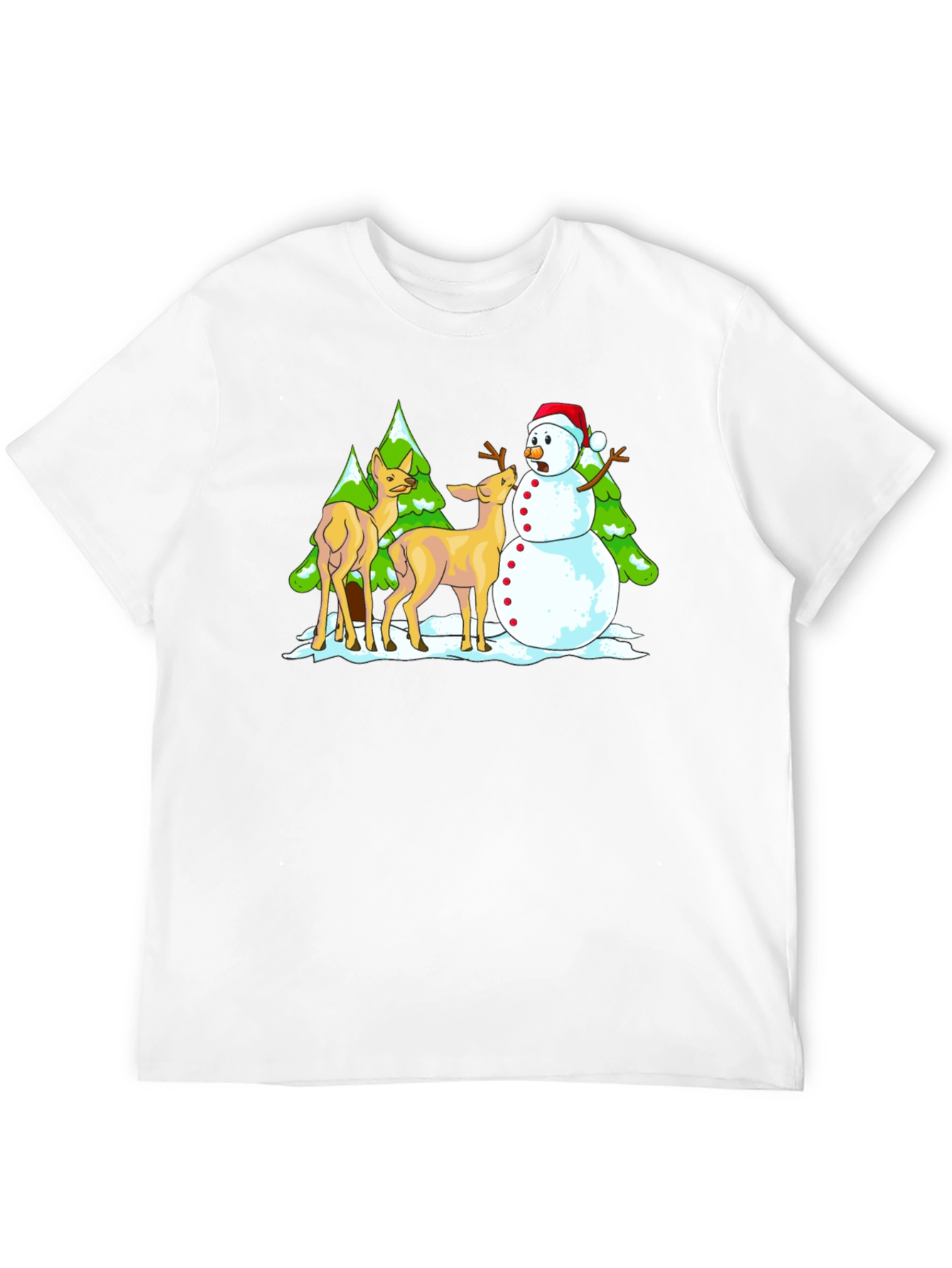 Funny Deer & Snowman Graphic Tee