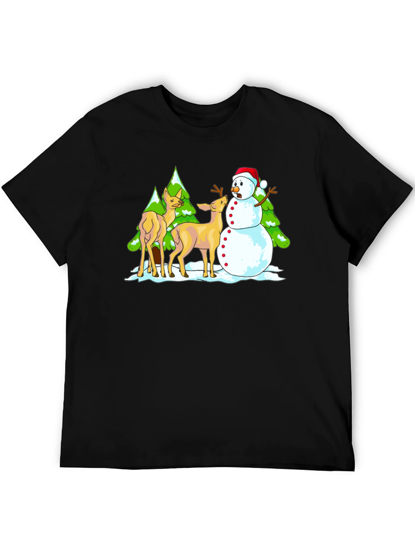 Funny Deer & Snowman Graphic Tee