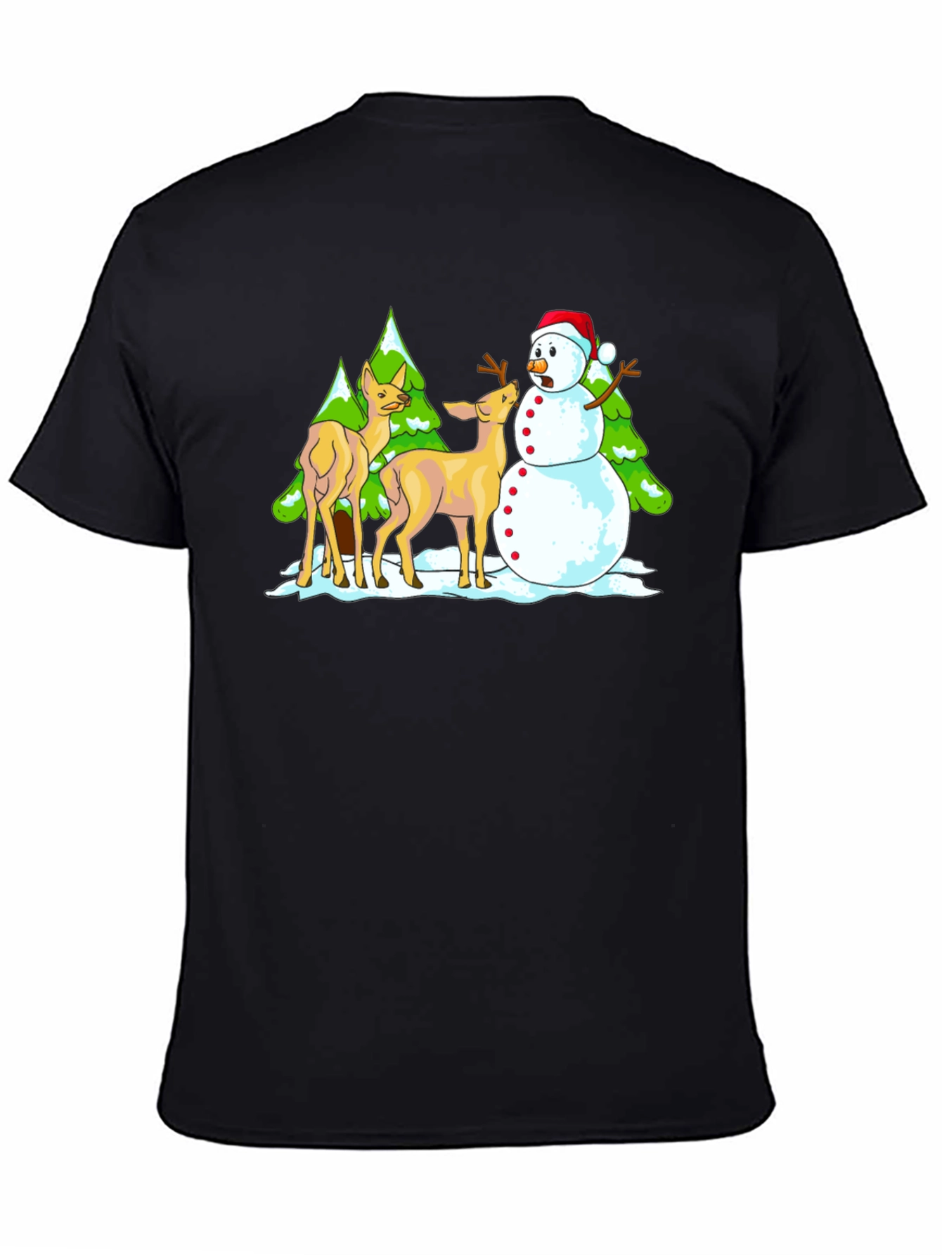 Funny Deer & Snowman Graphic Tee